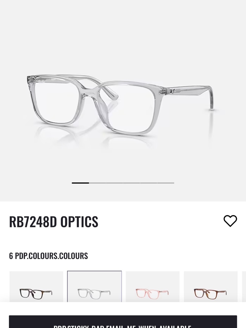 Ray-Ban Gray Clear Transparent Square Optical Glasses
